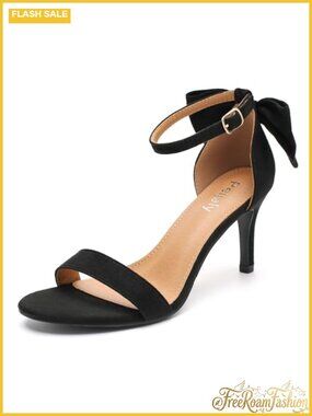 Women's Bow Knot Ankle Strap Kitten Heel Sandals Open Toe Wedding Shoes